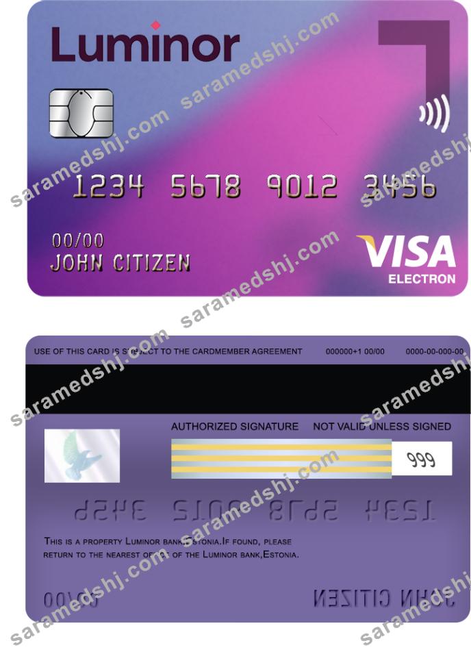 Estonia Luminor Bank visa electron card card